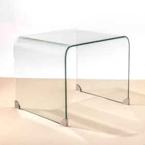 Vintage Mod Curved Glass Side Table
