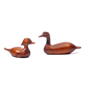 2 Richard Kaempfer Carved Wood Duck Decoys