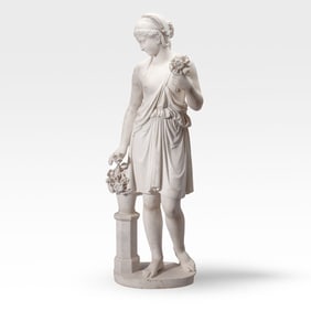 Antique Neoclassical Marble Female Sculpture