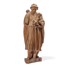 Antique Carved Statue Joseph & Christ Child
