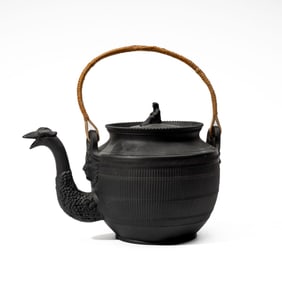 Large English Black Basalt Sybil Teapot