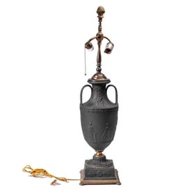 Wedgwood Black Basalt Trophy Vase Lamp