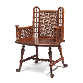 Antique Merklen Brothers Moorish Fretwork Chair