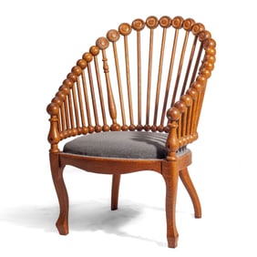 Antique George Hunzinger Oak Lollipop Chair
