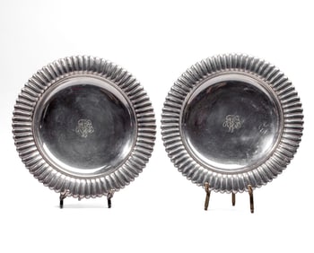 Pair Wallace Sterling Footed Plates / Trays