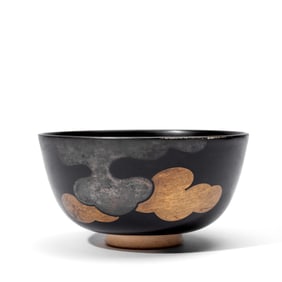 Japanese Kyoto Ware "Clouds" Tea Bowl / Chawan