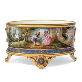Antique French Serves Style Porcelain Jardiniere