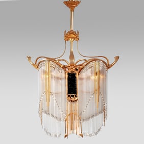 Hector Guimard Art Nouveau Bronze Chandelier