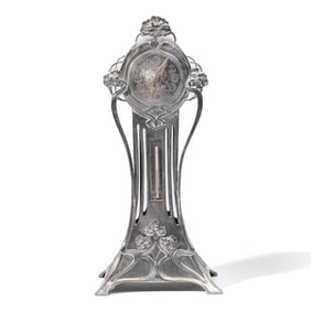 Art Nouveau WMF Silvered Metal Mantle Clock