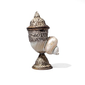 Anglo-Indian White Metal Nautilus Shell Cup