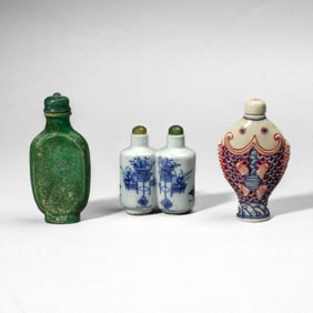 3 Chinese Porcelain Snuff Bottles