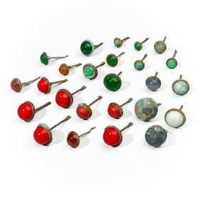 24 Chinese Snuff Bottle Stoppers Glass & Stone