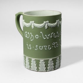 Wedgwood Green Dip Jasper Motto Mug