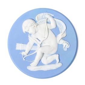 Wedgwood Blue Jasper "Cupid Stringing Bow" Plaque