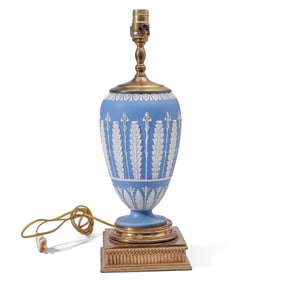 Wedgwood Blue Jasper Flower & Acanthus Lamp Base