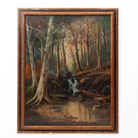Adolph Newman (WA) "Forest Stream" Oil on Cardboard