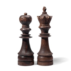 Oversize Carved Wood Chess Pieces 22.25"
