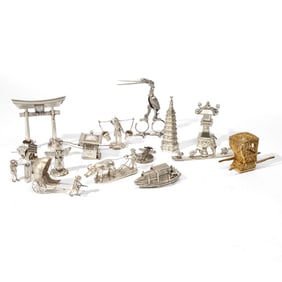 Collection 15 Chinese Export Silver Miniatures
