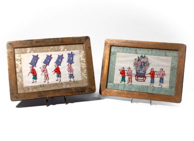 2 Chinese Export Framed Pith Paintings