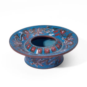 Chinese Cloisonne Enamel Makara Beast Cup Stand