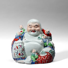 Chinese Enameled Porcelain Budai / Laughing Buddha