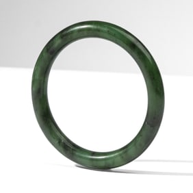 Chinese Mottled Green Jade Bangle