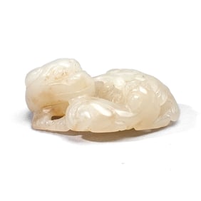 Chinese White Jade Lion & Cub Toggle