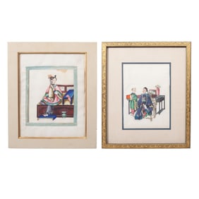 2 Chinese Export Pith Paintings