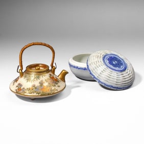 Japanese Satsuma Teapot Senzan / Seal Paste Box