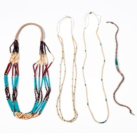 4 Navajo Turquoise & Heishi Bead Necklaces