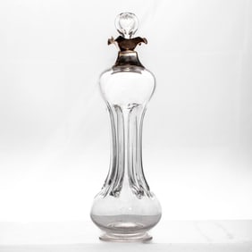 English Glass & Sterling Silver Kluk-Kluk Decanter