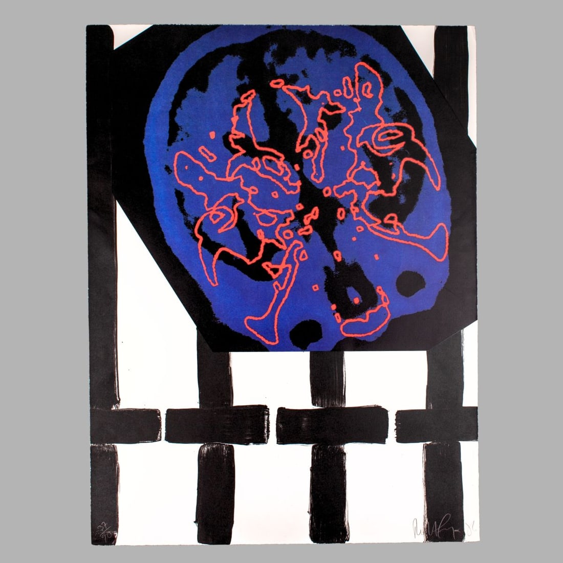 Robert Longo "Untitled (for Joseph Beuys)" Litho: Robert Longo (b.1953 New York) "Untitled (for Joseph Beuys)" Color Lithograph, 1986. Publisher Galerie Bernd Kuser Munich, Edition 37/90. Pencil signed, dated, and editioned lower corners. Somerset wo