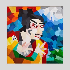 Cubist / Pop Art Kabuki Painting on Canvas