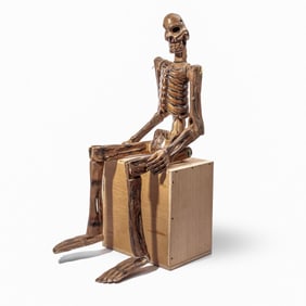 Mexican Carved Wood Folk Art Skeleton 50"