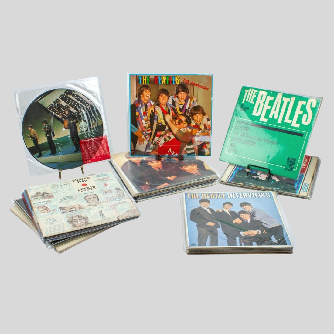 30 Beatles Related Records: A large collection of Beatles related records including rare Beatle interviews, covers, instrumentals, compilations, and solo recordings by John Lennon, Paul Mccartney and Ringo Starr from the 1960s t