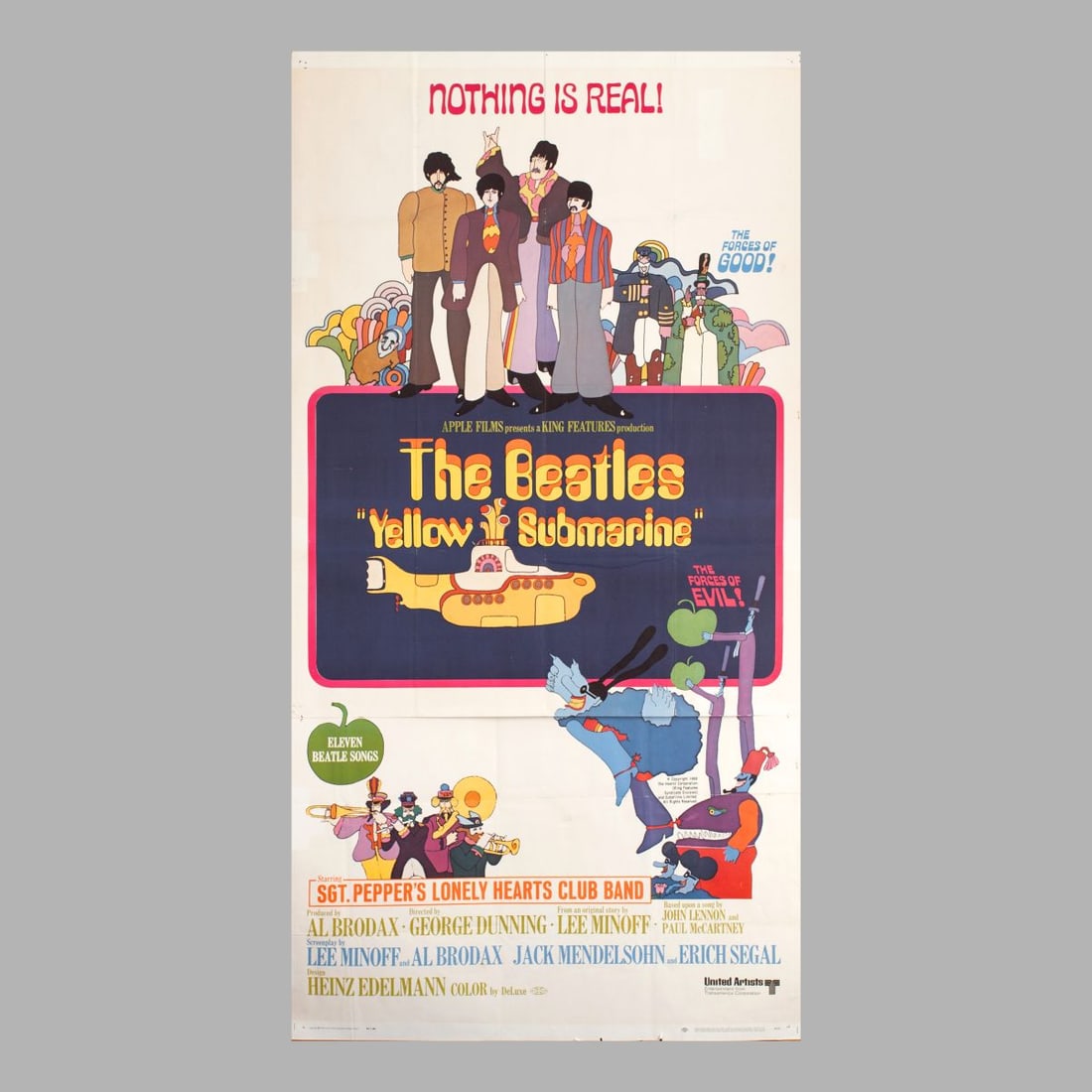 1968 Beatles Yellow Submarine 3 Sheet Poster 79" x 41" (1 of 16)