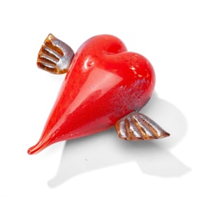 Amy Pruzan Winged Heart Art Glass Sculpture 2002