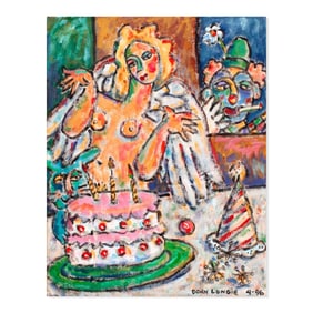 Donn Longie (WA) "Angel & Cake" Acrylic on Canvas