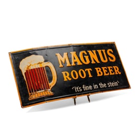 Magnus Root Beer Tin Advertising Sign 1920-30