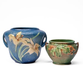 Roseville Pottery Bushberry & Zephyr Lily Pots