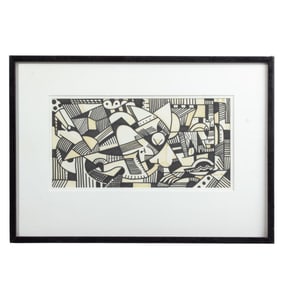 James Akins Geometric Abstract Ink Drawing