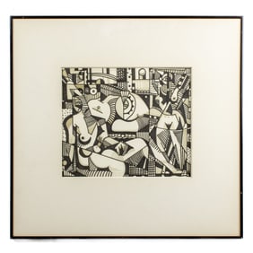 James Akins Geometric Abstract Ink Drawing