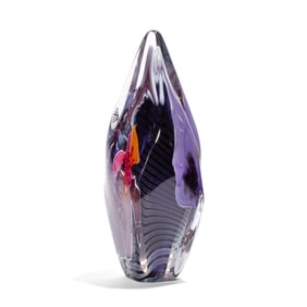 Eric Brakken Art Glass Prism Sculpture 11.5"
