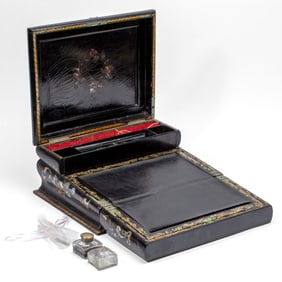 Antique English Papier-Mache Writing Box