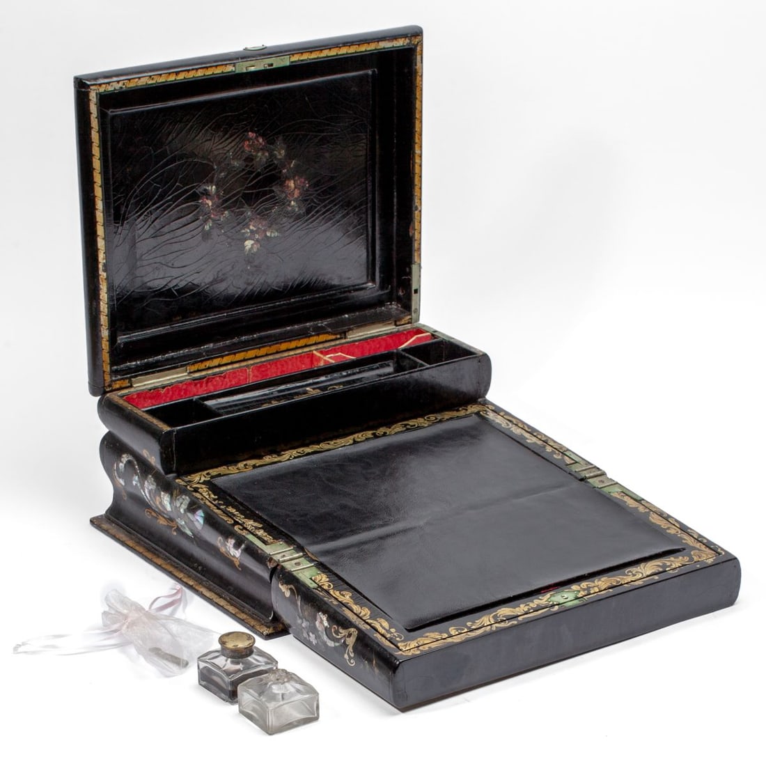 Antique English Papier-Mache Writing Box