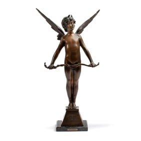 Vici Cupid Bronze Statue / Auguste Moreau 24"
