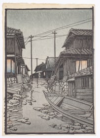 Kawase Hasui "Evening Rain at Kawarago" Woodblock