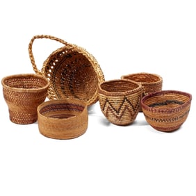Group of 6 NW Coast Native American Baskets