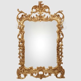 Large Vintage Italian Rococo Style Giltwood Mirror