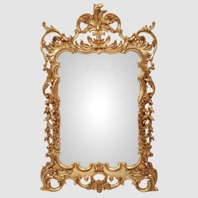 Large Vintage Italian Rococo Style Giltwood Mirror
